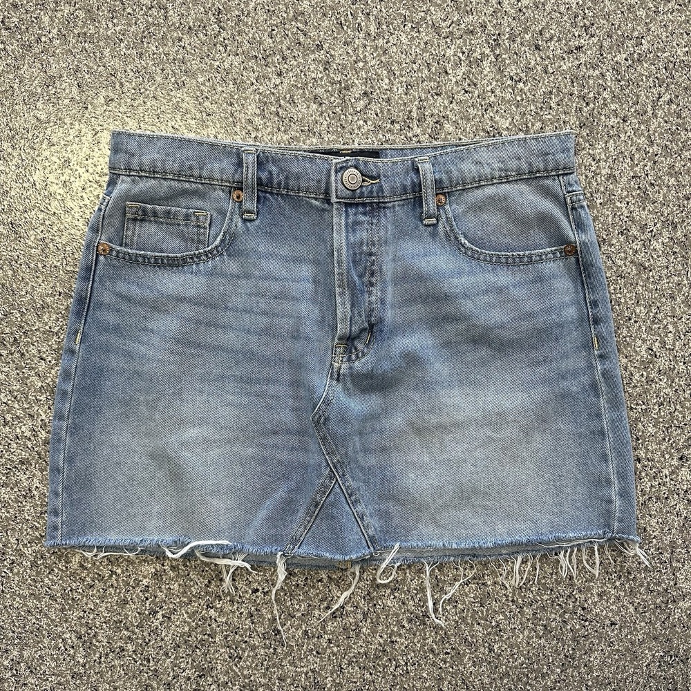 Aeropostale Skirt Womens 8 30x14 Denim Jean Mini Raw Hem AERO High Rise
